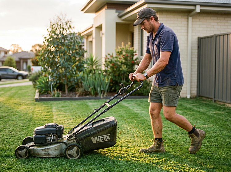 Lawn care service business in action